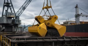 AL Industries scissor grab handling bulk cargo at port terminal